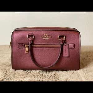 Coach Metallic Handbag Purple Leather Satchel